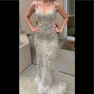 Terani  Pageant sequenced feather dress GL2316